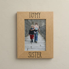 I Heart My Sister Wooden Engraved Photo Picture Frame Love Gift Sister Photo Frame ukgiftstoreonline