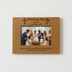 Personalised Christening Day Engraved Wooden Photo Frame Gift Christening Photo Frame ukgiftstoreonline