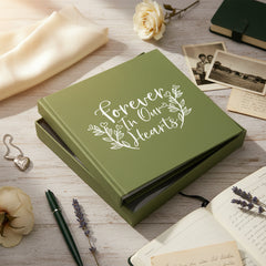 Forever In Our Hearts Olive Green Memorial Remembrance Photo Album 50 x 6 by 4 Inch Photos photo album ukgiftstoreonline
