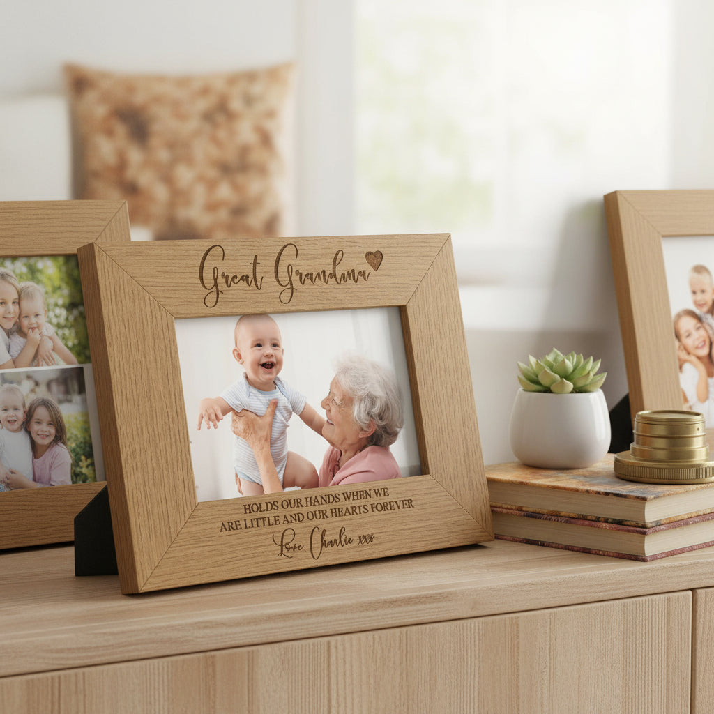 Personalised Great Grandma Wooden Engraved Photo Frame Gift Grandma Photo Frame ukgiftstoreonline 4 x 6 Inch
