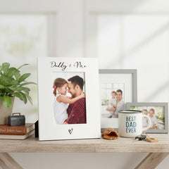 White Portrait Picture Photo Frame Daddy and Me With Love Heart ukgiftstoreonline