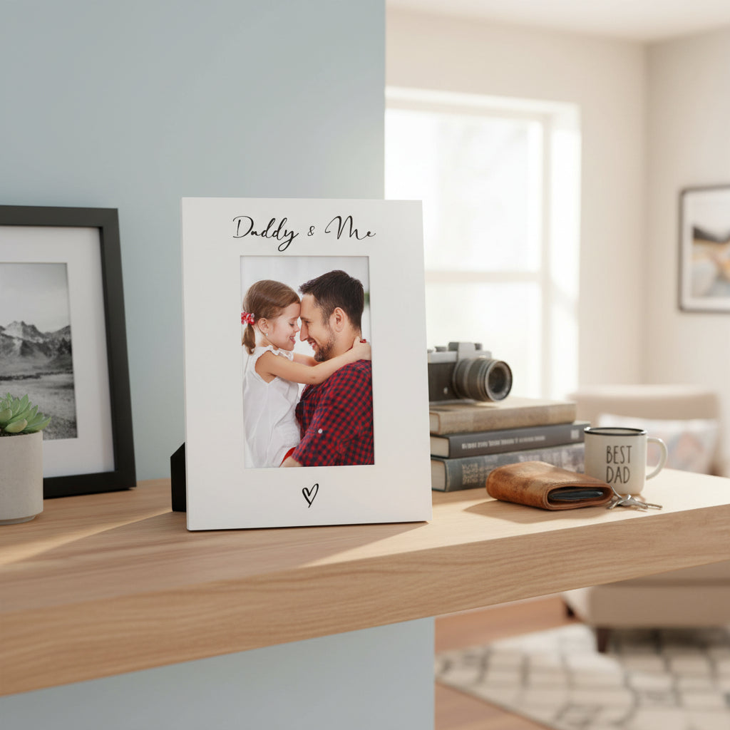 White Portrait Picture Photo Frame Daddy and Me With Love Heart ukgiftstoreonline