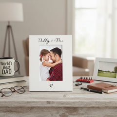 White Portrait Picture Photo Frame Daddy and Me With Love Heart