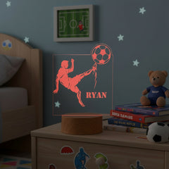 Personalised Footballer Design Gift Lamp Night Light Kids Bedroom Personalised Lights ukgiftstoreonline