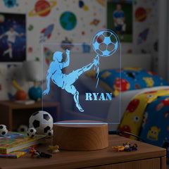 Personalised Footballer Design Gift Lamp Night Light Kids Bedroom Personalised Lights ukgiftstoreonline