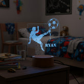 Personalised Footballer Design Gift Lamp Night Light Kids Bedroom Personalised Lights ukgiftstoreonline