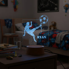 Personalised Footballer Design Gift Lamp Night Light Kids Bedroom Personalised Lights ukgiftstoreonline