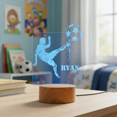 Personalised Footballer Design Gift Lamp Night Light Kids Bedroom Personalised Lights ukgiftstoreonline