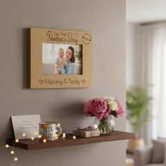 Personalised Our first Mothers Day Engraved Photo Frame Oak wood finish Landscape Photo Frame ukgiftstoreonline