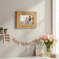 Personalised Our first Mothers Day Engraved Photo Frame Oak wood finish Landscape Photo Frame ukgiftstoreonline