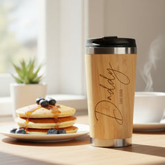 Personalised Engraved Bamboo Insulated Daddy Travel Mug Gift