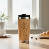 Personalised Engraved Bamboo Insulated Daddy Travel Mug Gift
