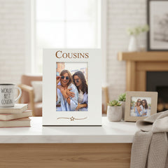 Cousins Engraved White Wooden Portrait Picture Photo Frame Gift Family Photo frame ukgiftstoreonline
