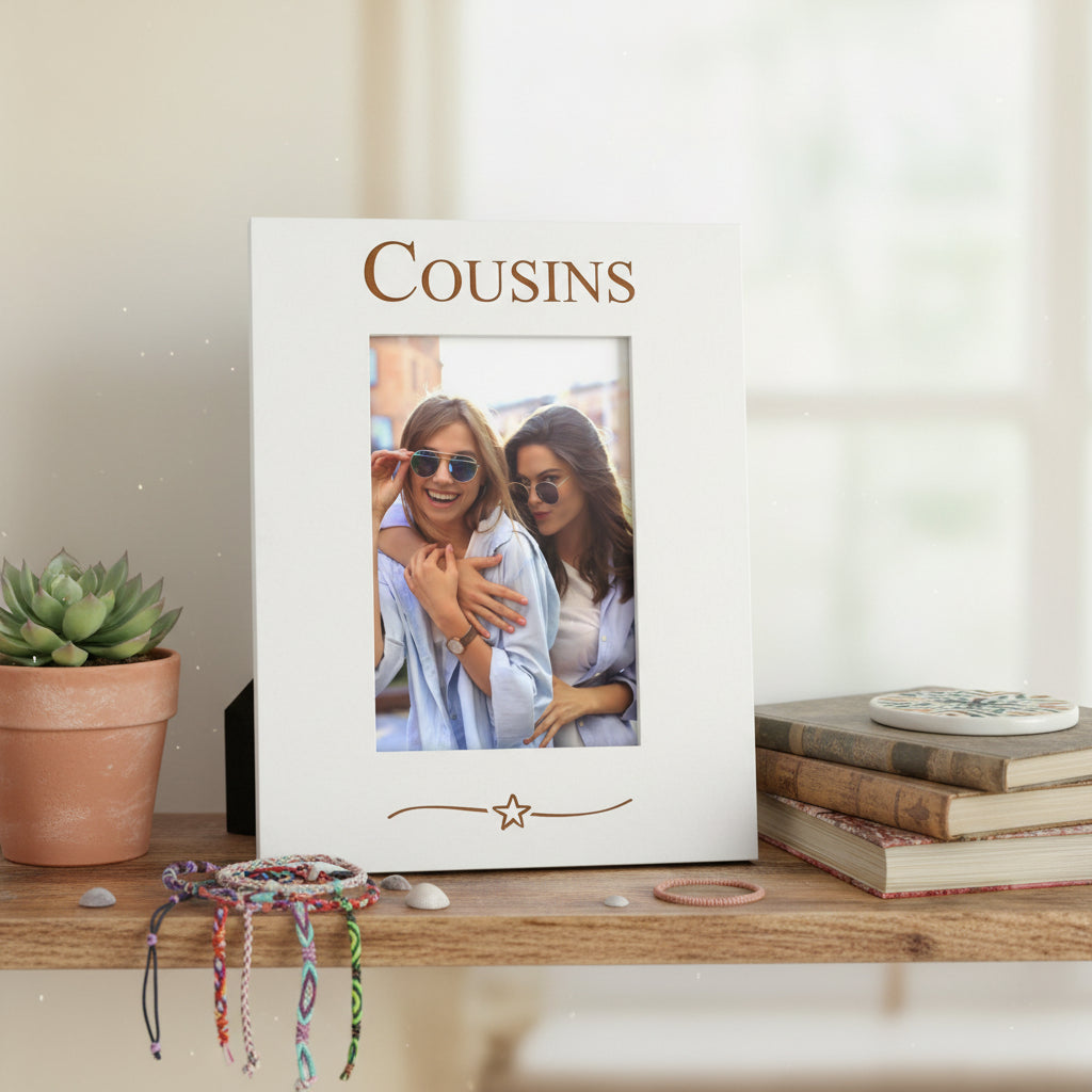 Cousins Engraved White Wooden Portrait Picture Photo Frame Gift Family Photo frame ukgiftstoreonline
