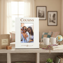 Cousins Engraved White Wooden Portrait Picture Photo Frame Gift Family Photo frame ukgiftstoreonline