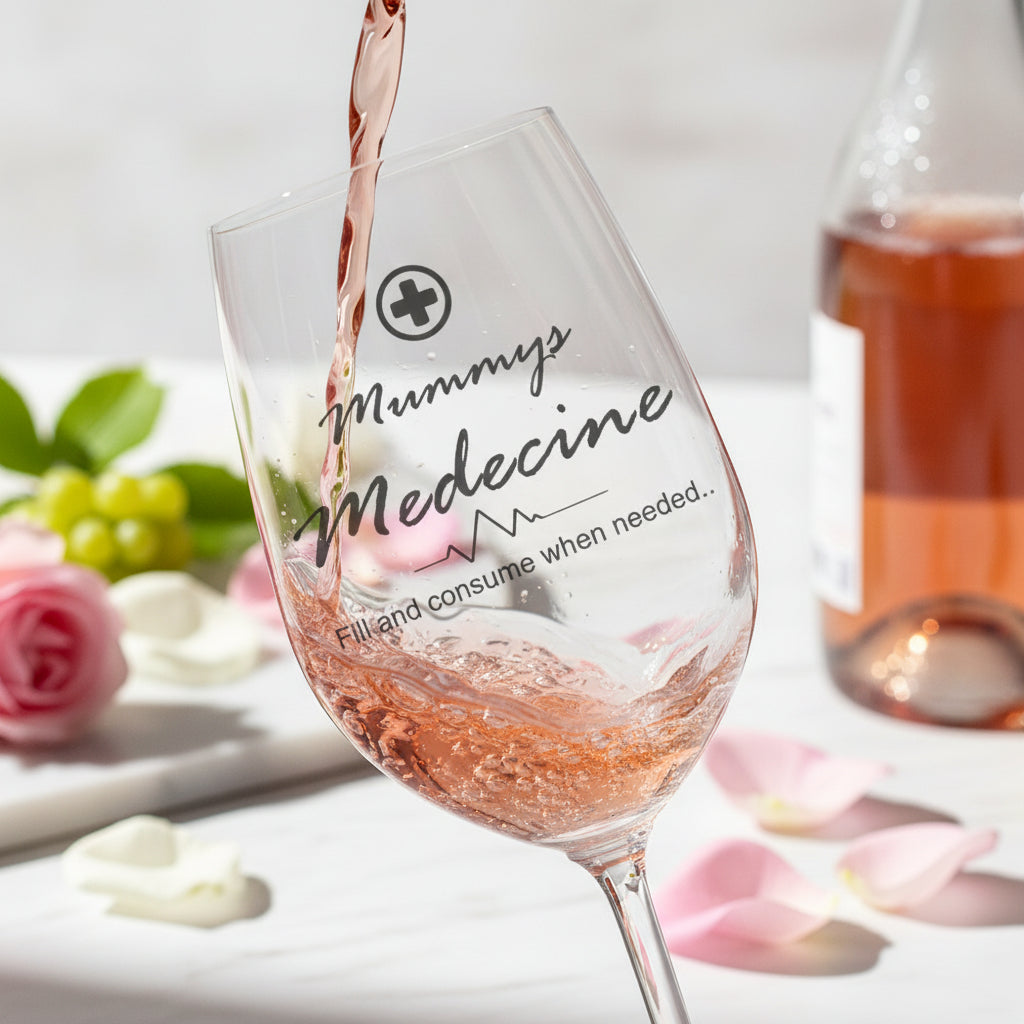 GIFT FOR MUM - Mummy's Medicine Wine Glass For Stressed Mums Personalised Wine Glasses ukgiftstoreonline