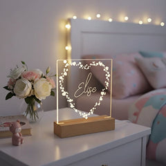 Any Name and Heart Personalised Night Light LED Lamp Gift Personalised Lights ukgiftstoreonline