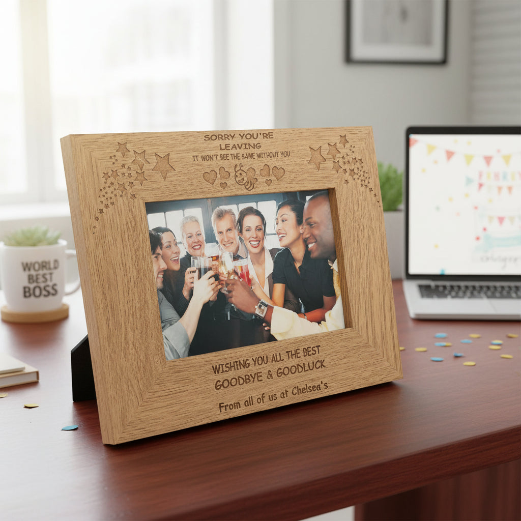 Personalised Sorry You're Leaving Work Colleague Wooden finish Photo Frame Photo Frame ukgiftstoreonline