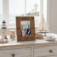 Personalised Beach Themed Holiday Engraved Portrait Wooden Photo Frame Gift Photo Frame ukgiftstoreonline