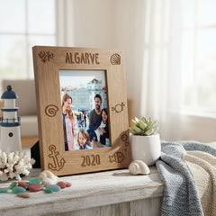 Personalised Beach Themed Holiday Engraved Portrait Wooden Photo Frame Gift Photo Frame ukgiftstoreonline