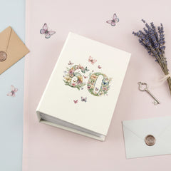 60th Birthday Photo Album Gift For Her 100 Photos 6"x4" Butterflies and Flowers Personalised Photo Album ukgiftstoreonline