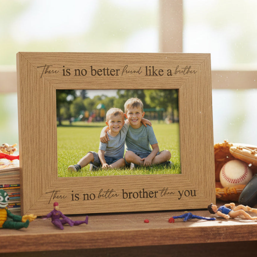 No better friend like a brother Photo Frame Engraved Oak wood finish Gift Photo Frame ukgiftstoreonline