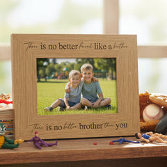 No better friend like a brother Photo Frame Engraved Oak wood finish Gift Photo Frame ukgiftstoreonline