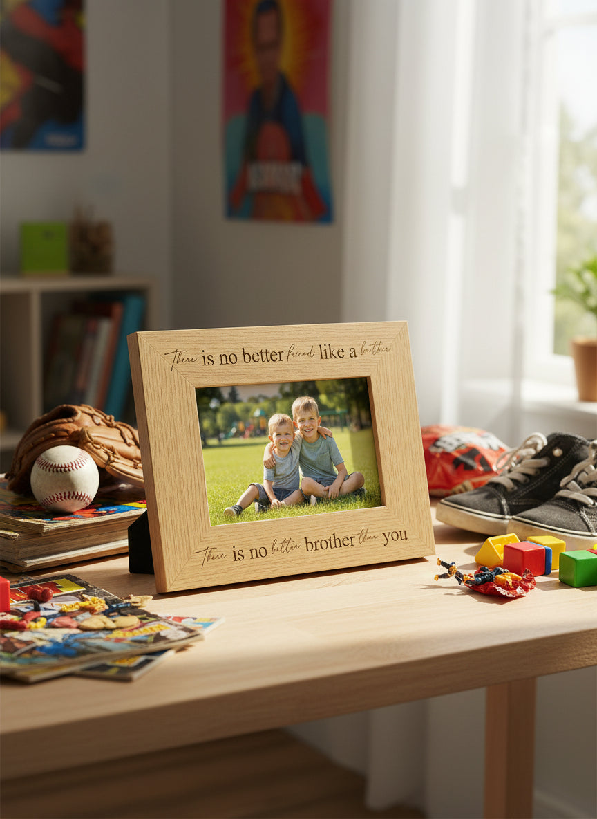No better friend like a brother Photo Frame Engraved Oak wood finish Gift Photo Frame ukgiftstoreonline