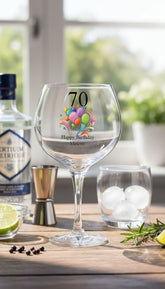 Personalised Any Age Birthday Cocktail Gin Glass Gift With Balloons Personalised Gin Glasses ukgiftstoreonline
