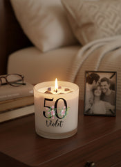 Personalised Gift For Her 50th Birthday Candle Boxed Floral Variety of Fragrances Tea Light Holder ukgiftstoreonline