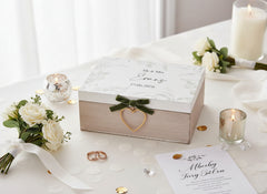 Personalised Rustic Wooden Wedding Keepsake Memory Box With Velvet Bow Personalised Box ukgiftstoreonline