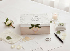 Personalised Rustic Wooden Wedding Keepsake Memory Box With Velvet Bow Personalised Box ukgiftstoreonline