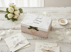 Personalised Rustic Wooden Wedding Keepsake Memory Box With Velvet Bow Personalised Box ukgiftstoreonline