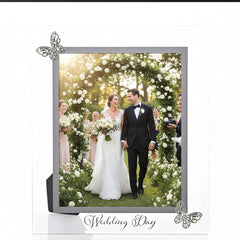 Large Glass Wedding Photo Frame 8" x 10" With Jeweled Butterflies photo frame ukgiftstoreonline