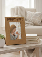 Oak Picture Photo Frame Mummy & Me Heart Gift Portrait Photo Frame ukgiftstoreonline