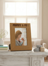 Oak Picture Photo Frame Mummy & Me Heart Gift Portrait Photo Frame ukgiftstoreonline