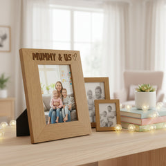 Engraved Wood Picture Photo Frame Mummy & Us Heart Gift Portrait Photo Frame ukgiftstoreonline