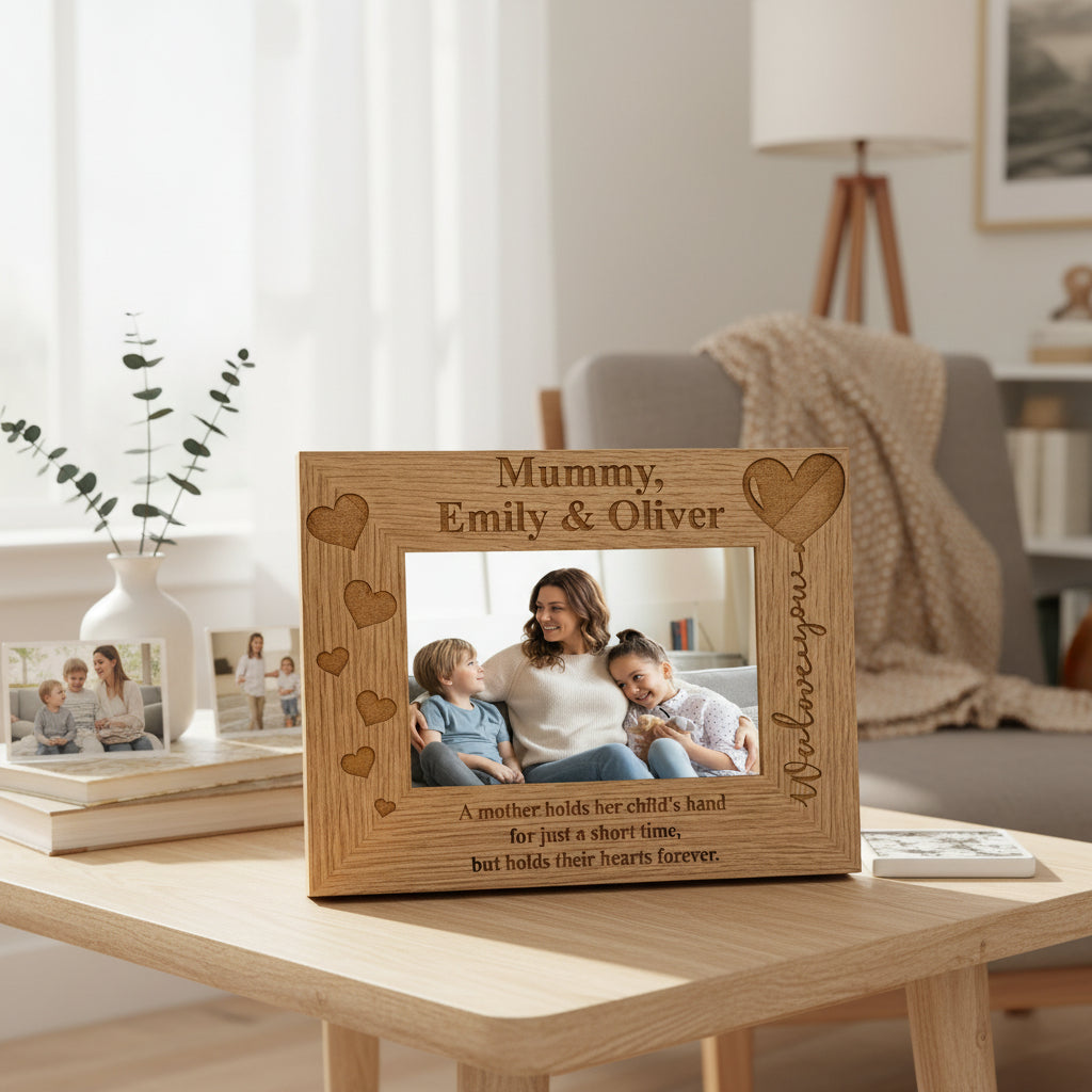 Personalised We Love You Mummy Photo Frame Engraved Oak wood finish Photo Frame ukgiftstoreonline