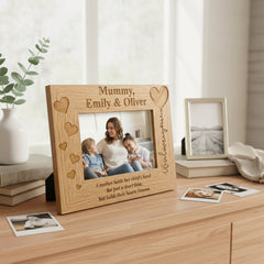Personalised We Love You Mummy Photo Frame Engraved Oak wood finish Photo Frame ukgiftstoreonline