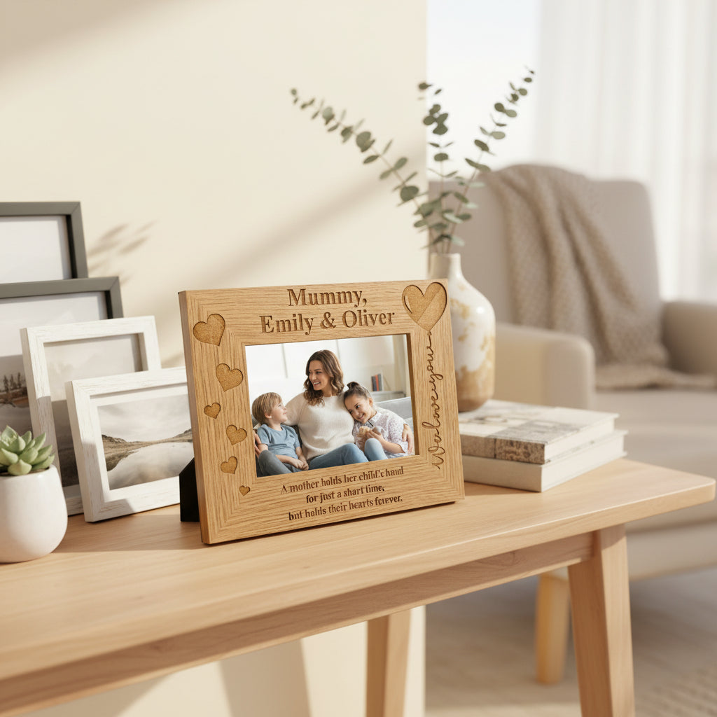Personalised We Love You Mummy Photo Frame Engraved Oak wood finish Photo Frame ukgiftstoreonline