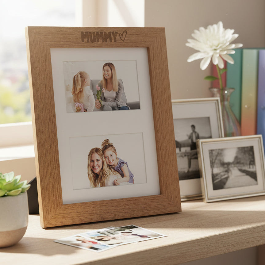 Large A4 Mummy Photo Picture Frame Engraved Wood For Two 6x4 Inch Photos Landscape Photo Frame ukgiftstoreonline