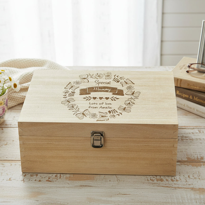 Special Mummy Gift Personalised Engraved Large wooden Keepsake Box Keepsake Memory Box Raised Words