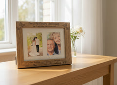 Personalised Our 50th Anniversary Engraved Double Wooden Photo Frame Gift Anniversary Photo Frame ukgiftstoreonline