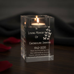 Personalised Memorial Tea Light Holder Engraved Crystal Glass Remembrance Gift Loving Memory Remembrance ukgiftstoreonline