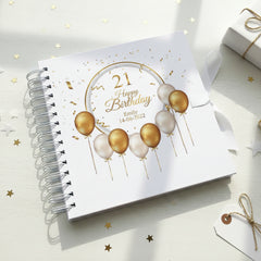 Personalised 21st Birthday Guest Book Scrapbook or Album Gold Balloons Scrapbook ukgiftstoreonline