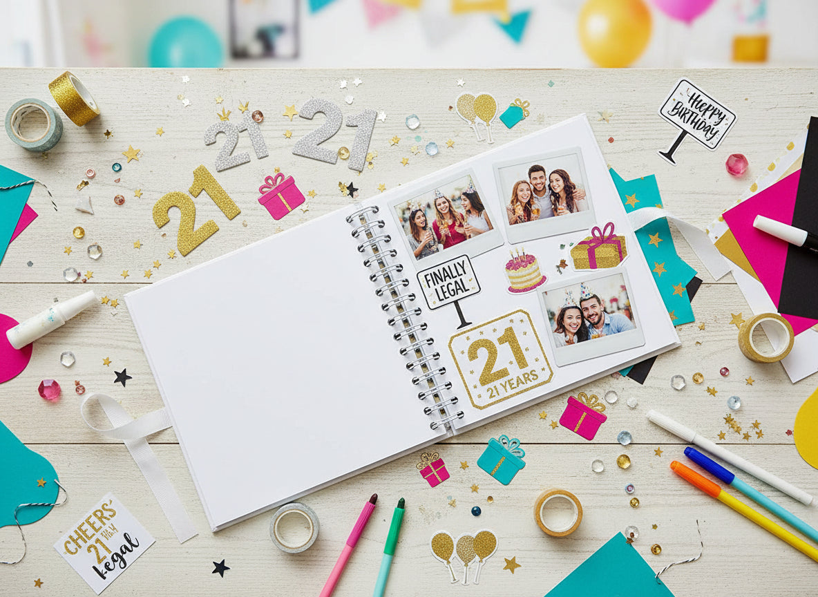 Personalised 21st Birthday Guest Book Scrapbook or Album Gold Balloons Scrapbook ukgiftstoreonline