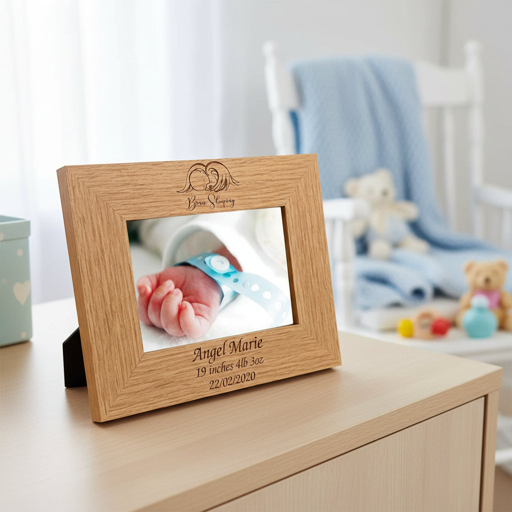 ukgiftstoreonline Personalised Baby Born Sleeping Photo Frame Keepsake Baby Photo Frame ukgiftstoreonline