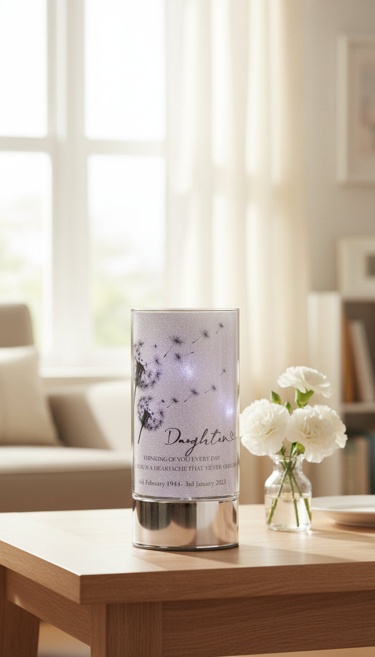 Personalised Daughter In Loving Memory Led Lamp With Dandelions Sympathy Gift Personalised Lights ukgiftstoreonline