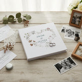 Personalised Large Linen Cover Wedding Photo Album Watercolour Flowers Heart photo album ukgiftstoreonline