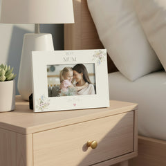 Personalised White Mum Photo Picture Frame Gift With Delicate Flowers Photo Frame ukgiftstoreonline